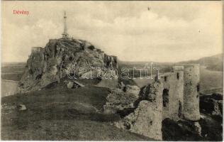 Dévény, Theben a. d. Donau, Devín (Pozsony, Bratislava); Dévényi vár és Árpád emlékmű / Devínsky hrad / castle ruins and Hungarian Millennium Monument