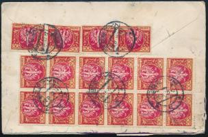 1923 Expressz ajánlott levél 16 db bélyeggel Bécsbe küldve / Express registered cover with 16 stamps to Vienna