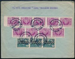 1924 Expressz ajánlott levél 12 db bélyeggel Bécsbe küldve / Express registered cover with 12 stamps to Vienna