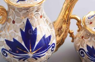 K.M.K. porcelán mokkás készlet hat személyes tejkiöntő nélkül. Kézzel festett, aranyozott, jelzett, ...