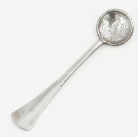 1896 6 db ezüst (Ag) mokkás kanál. Milleniummi 1 koronás érmékből. Monogrammal. 69 g Hozzá Hemger An...