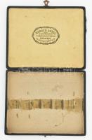 1896 6 db ezüst (Ag) mokkás kanál. Milleniummi 1 koronás érmékből. Monogrammal. 69 g Hozzá Hemger An...