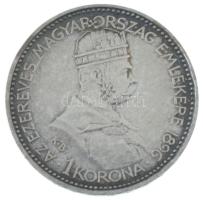 1896KB 1K Ag "Millennium" eredeti, dombornyomott, barna színű "Millenniumi Koronaérem - 1896" díszdobozban T:AU kis patina, kopott doboz / Hungary 1896KB 1 Korona Ag "Millennium" in original, embossed, brown case C:AU small patina, worn case Adamo K5.2