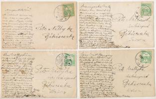 1913 Arad, Gáj, hölgyek - 4 db eredeti fotó képeslap / ladies in Gai - 4 original photo postcards