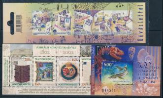 2002 Jubiláló közgyűjtemények és Magyarország állatvilága 1-1 db blokk + Üdvözlettel öntapadós bélyegfüzet (3.700)