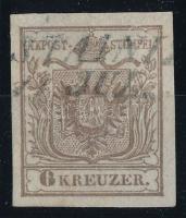 1850 6kr type HP Ia. greyish brown with machine offset. "(KO)STAINI(ZA)" Certificate: Stra...