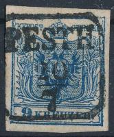 1850 9kr HP IIIb. mély sötétkék, kis lemezhibák / type HP IIIb deep dark blue, small plate flaws. PESTH Certificate: Steiner
