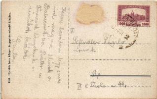 Sümeg, Ferenciek tere, vár, Kisfaludy Sándor szobra, automobil. Horváth Imre kiadása (Rb)