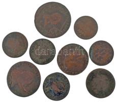 1800-1861. 1kr-15kr (9db), közte 1800E 1kr Cu "I. Ferenc" T:F,VG közte rep