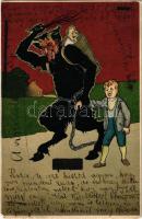 ~1900 Krampusz litho (apró szakadás / small tear)