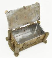 Antik társláda. Fém, réz, 24x15x12,5 cm