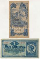1920. 1K + Ausztria 1945. 10Sch T:F,VG