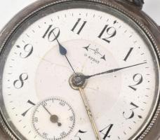 Brevet ezüst (Ag) tokos zsebóra, sérülésekkel, nem működik, számlap d: 42 mm