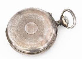 Brevet ezüst (Ag) tokos zsebóra, sérülésekkel, nem működik, számlap d: 42 mm