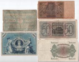 Németország 1908-~1945. 5db-os bankjegytétel, közte Weimari Köztársaság 1929. 20M + Harmadik Birodal...