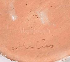 M Kiss Katalin: Halmintás falitál. Mázas samottos kerámia, jelzett, minimális kopottsággal, d: 35 cm