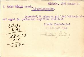 1935 Miskolc, Weidlich Pál fűszer, csemege, bor, ásványvíz és magkereskedése "A Fekete Kutyához...