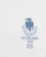 2 db Hollóházi virág mintás kaspó m: 12 cm és Bonbonniere d: 18 cm . Kézzel festett, jelzett, minimá...