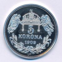 DN "Királyi koronák - I. Nagy Lajos / 5 korona 1909" Ag emlékérem tanúsítvánnyal (20g/0.99...