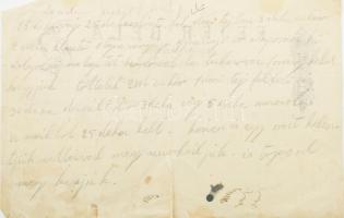 cca 1910-20 Fejér Béla órás és ékszerész, Kolozsvár fejléces levélpapír hátoldalán magyar ny. sütemé...