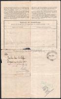 1918 I. világháborús szabadságigazolvány Prágából Kolozsvárra, magyar katona részére, szakadással