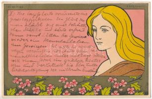 1899 (Vorläufer) Aubepine Esperance. Belgian Art Nouveau, Floral postcard. Dietrich & Co. Bruxelles litho s: Henri Meunier (EB)