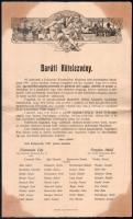 1907 Kolozsvár Keresk. Akad. baráti kötelezvény (fogadalom) érettségi találkozóról, díszes szecessziós illusztrált papíron, sarkaiban foltos + 1919 egyik diák kérvénye a közoktatásügyi miniszterhez