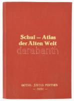 Schul-Atlas der alten Welt Gotha, 1861. Justus Perthes. 22p. + 15 térkép Litográfiák + hozzákötve: Schul-Atlas der neuesten Erdkunde. 14. gänzlich umgearbeitete und vermehrte Auflage. Wolfenbüttel, Wolfenbüttel, 1861. Holle 29 litografált térképpel. Modern vászonkötésben