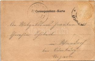 1903 Hodonín, Göding; Bahnhof / railway station. Art Nouveau litho frame with clovers (EK)