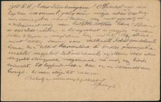 1918 Szolnay Sándor (1893-1950) festőművész I. világháborús hadifogoly tábori posta levelezőlapja Ol...