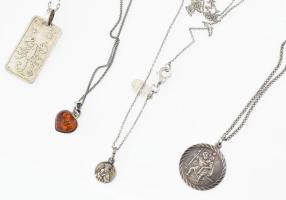 5 db ezüst (Ag) nyaklánc, medálokkal jelzett össz 18,3 g