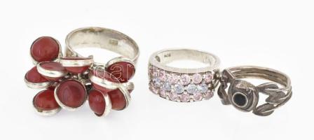 5 db ezüst (Ag) gyűrű, jelzettek, kövekkel, br 44,8 g