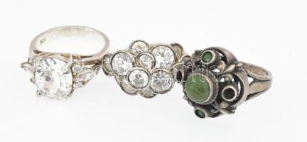 5 db ezüst (Ag) gyűrű, jelzettek, kövekkel, br 44,8 g