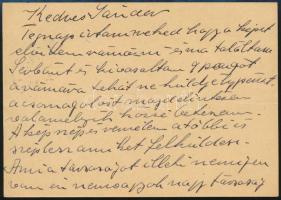 1941 Szervátiusz Jenő (1903-1984) erdélyi magyar szobrászművész autográf levelezőlapja Kolozsvárból ...