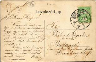 1911 Versec, Werschetz, Vrsac; Andrássy tér, Honvéd szobor, kaszinó. Fl. Schiopu kiadása / Andrássy-...