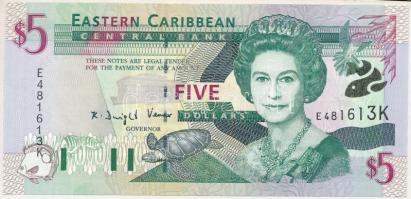 Kelet-Karibi Államok / Saint Kitts & Nevis DN (2000) 5$ T:UNC East Caribbean States / Saint Kitts & Nevis ND (2000) 5 Dollars C:UNC Krause P#37k