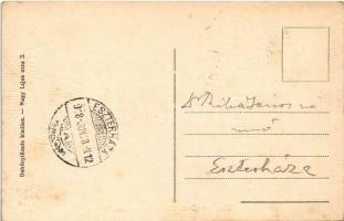 1918 Nagyszombat, Tyrnau, Trnava; Nagy Lajos utca, üzletek, piac / street view, shops, market (fl)