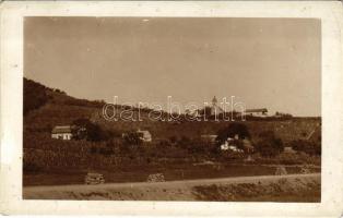 1928 Ábrahámhegy, szőlőskertek, Szent Iván kápolna. photo + "KESZTHELY-BUDAPEST 48" vasúti mozgóposta