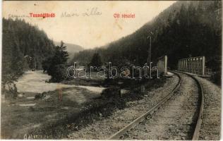 1909 Tusnádfürdő, Baile Tusnad; Olt részlet, vasúti híd. Adler fényirda / railway bridge, riverside (fl)