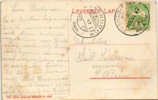 1909 Tusnádfürdő, Baile Tusnad; Olt részlet, vasúti híd. Adler fényirda / railway bridge, riverside ...