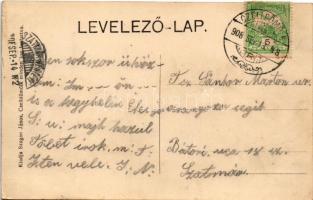 1908 Celldömölk, Fő tér, templom, Donáth Vilmos divatáruház üzlete. Szagán János kiadása (fl)