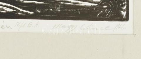 Nagy Vince (1939-): Móricz Zsigmond szülőháza Tiszacsécsén. Linómetszet, papír, jelzett, művészpéldá...