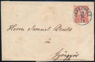 1871 Réznyomat 5kr levélen / on cover, kék luxus / blue luxury JANKOVÁCZ (Gudlin 800 p)