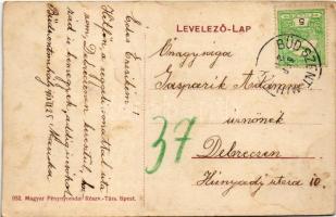 1913 Büdszentmihály (Tiszavasvári), Óvoda, takarékpénztár, postahivatal, gyógyszertár (vágott / cut)