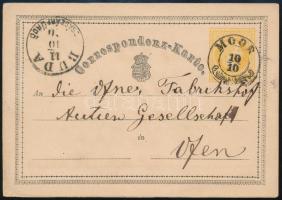 1870 2kr díjjegyes levelezőlap MOÓR (luxus) - BUDA / CSÁSZÁRFÜRDŐ