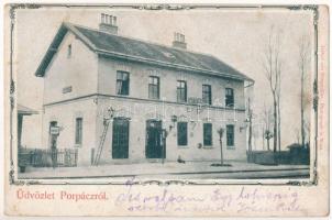 Porpác, Porpácz (Bögöt); Vasútállomás, létra. Arthur von Steegmüller Photograph in Wien. Art Nouveau (fl)