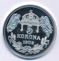DN "Királyi koronák - III. István / 5 korona 1909" Ag emlékérem tanúsítvánnyal (20g/0.999/...