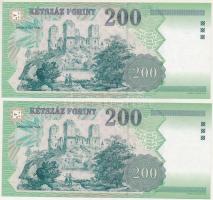 1998. 200Ft "FA" (2x) sorszámkövetők "FE 9433501 - 9433502" T:XF