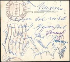 1954 Brüsszel, Budapest Honvéd tagjai által haza küldött képeslap. (Brüsszel, 'Le Soir Festival...