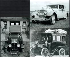 Eltérő időben és helyen készült felvételek autómobilokról (cca 1910 és 1935 között), a néhai Auto és Motorújság (1922-1938) című lap archívumából 3 db modern nagyítás jelzés nélkül, 15x21 cm